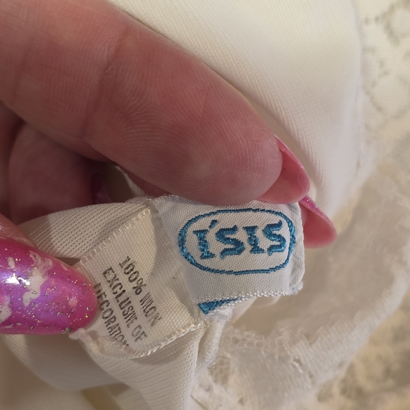 Vintage 80s Slip 38 Isis Cream Lace Chemise Feminine Lace Satin Coquette - Picture 13 of 16